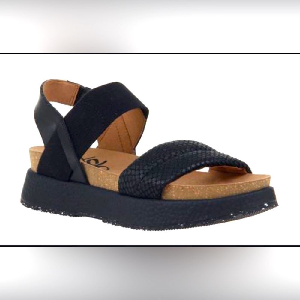 Otbt Libra chunky platform strap sandals in women’s Sz. 8 black leather upper.